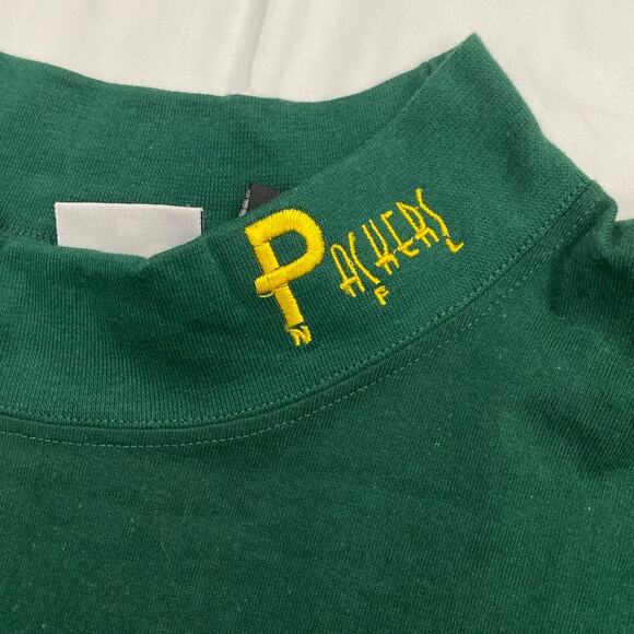 Vintage Green Bay Packers Long Sleeve T Shirt Medium Embroidered NFL Mock Neck - Picture 3 of 10